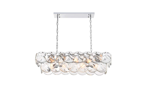 Charlotte 36" 14-Light Linear Chandelier in Chrome And Clear