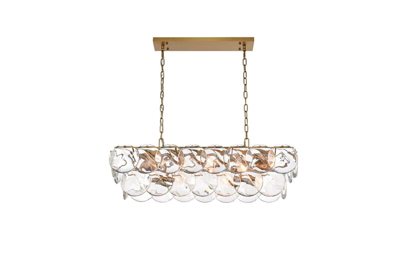 Charlotte 36" 14-Light Linear Chandelier in Satin Gold And Clear