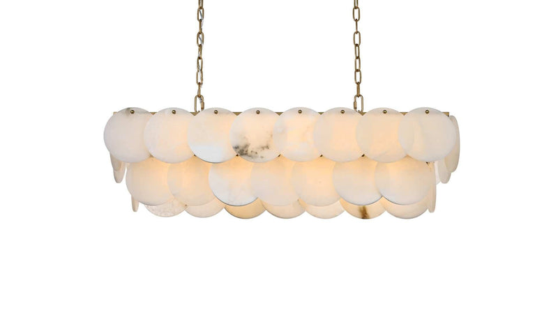 Charlotte 36" 14-Light Linear Chandelier in Satin Gold And Frosted White