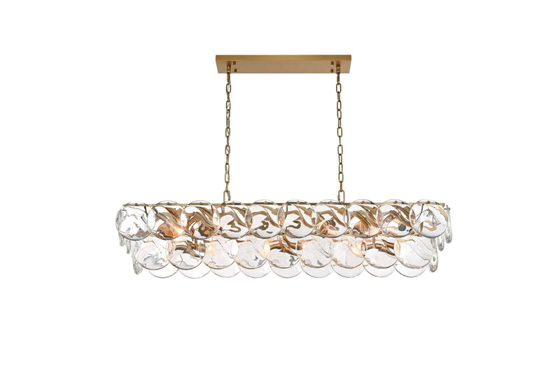 Charlotte 48" 20-Light Linear Chandelier in Satin Gold And Clear
