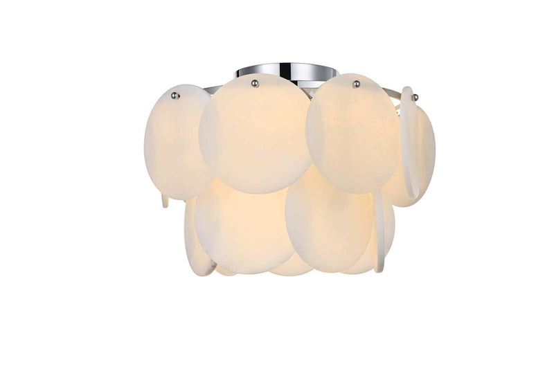 Charlotte 16" 6-Light Flush Mount in Chrome And Frosted White