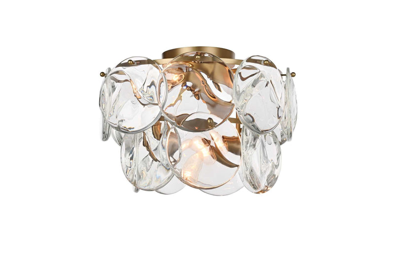 Charlotte 16" 6-Light Flush Mount in Satin Gold And Clear