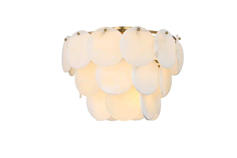 Charlotte 20" 12-Light Flush Mount in Satin Gold And Frosted White