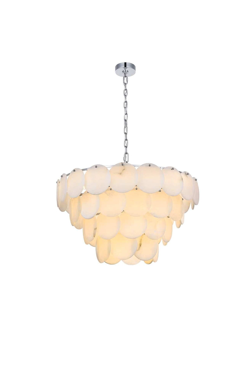 Charlotte 30" 21-Light Chandelier in Chrome And Frosted White