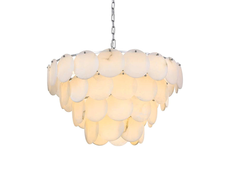 Charlotte 30" 21-Light Chandelier in Chrome And Frosted White