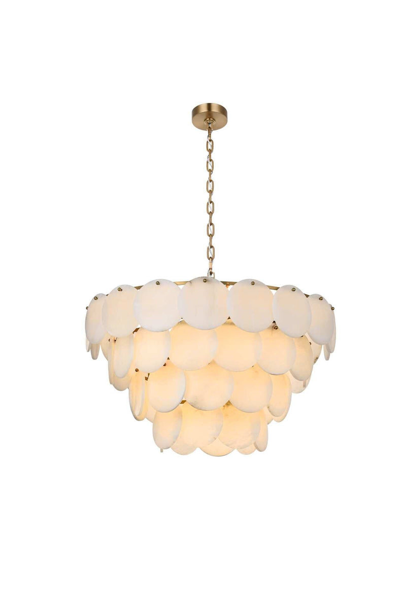 Charlotte 30" 21-Light Chandelier in Satin Gold And Frosted White