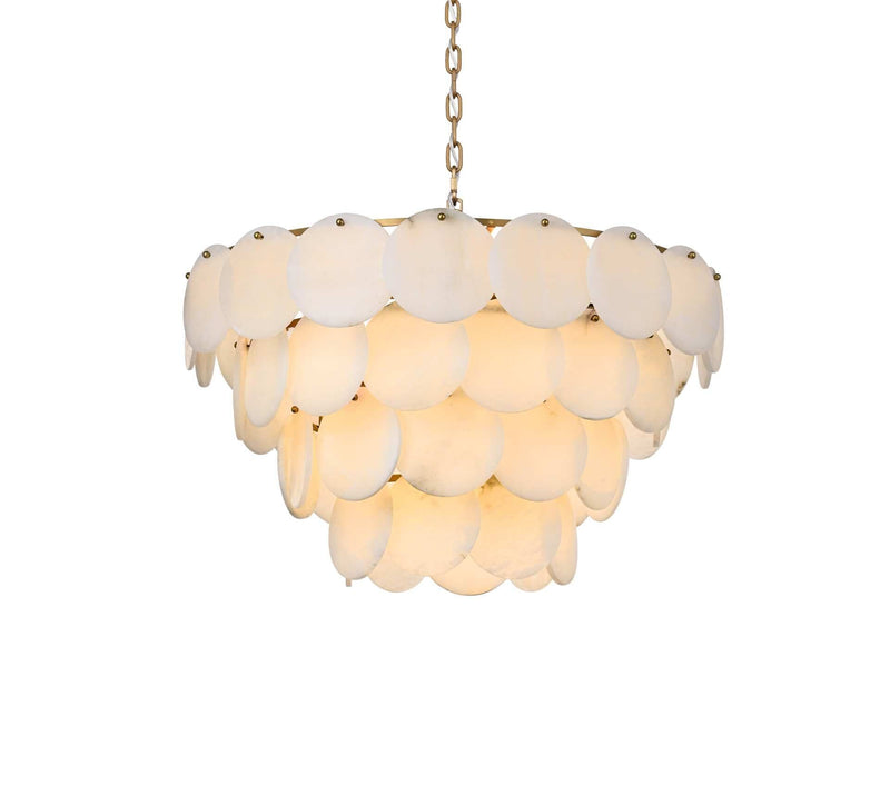 Charlotte 30" 21-Light Chandelier in Satin Gold And Frosted White