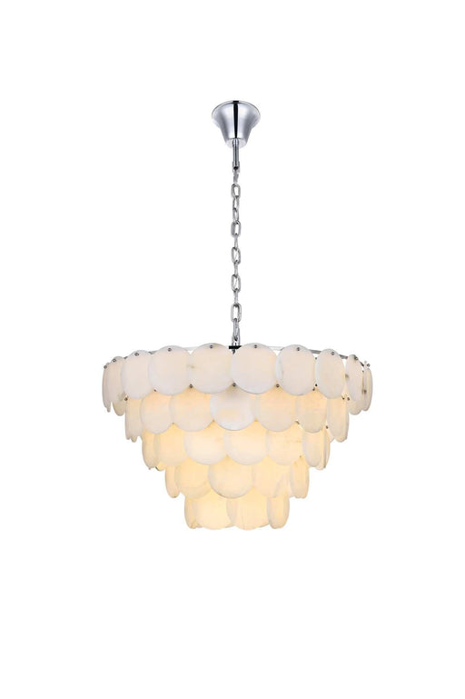 Charlotte 36" 29-Light Alabaster Chandelier in Chrome And Frosted White