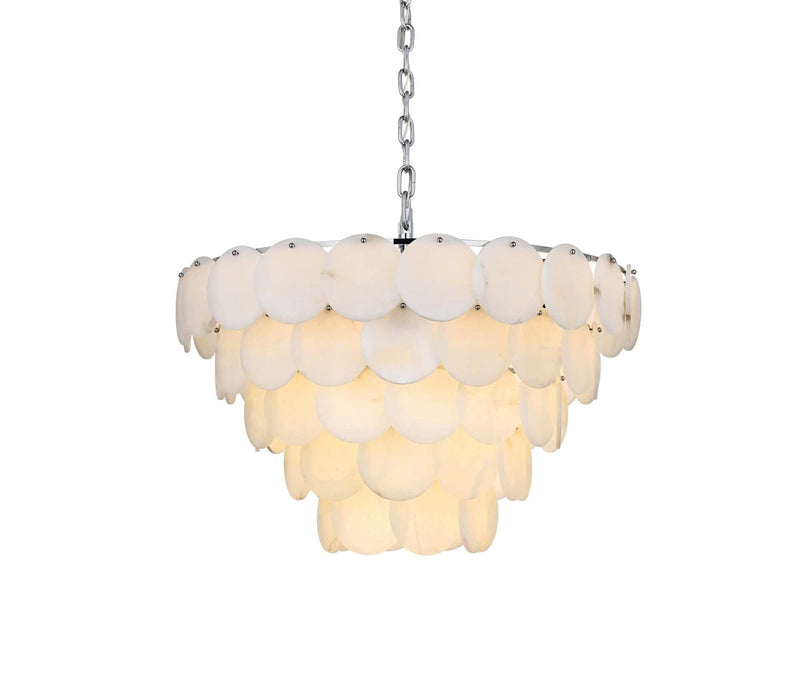 Charlotte 36" 29-Light Alabaster Chandelier in Chrome And Frosted White