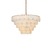 Charlotte 36" 29-Light Alabaster Chandelier in Satin Gold And Frosted White
