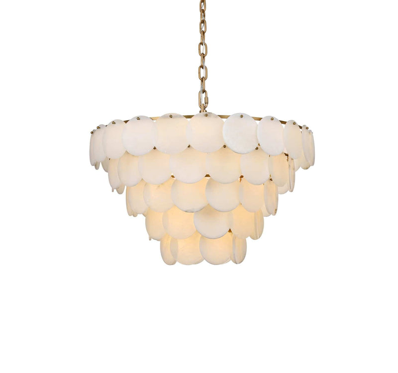 Charlotte 36" 29-Light Alabaster Chandelier in Satin Gold And Frosted White