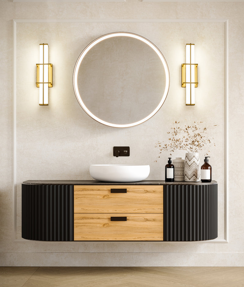 Harrison 1 Light 18" Vanity in Modern Gold in a room setting