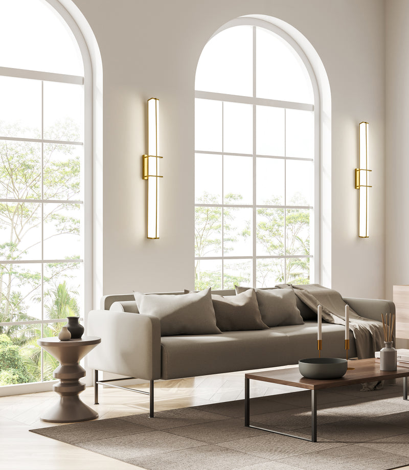 Harrison 1 Light 40" Vanity in Modern Gold in a room setting