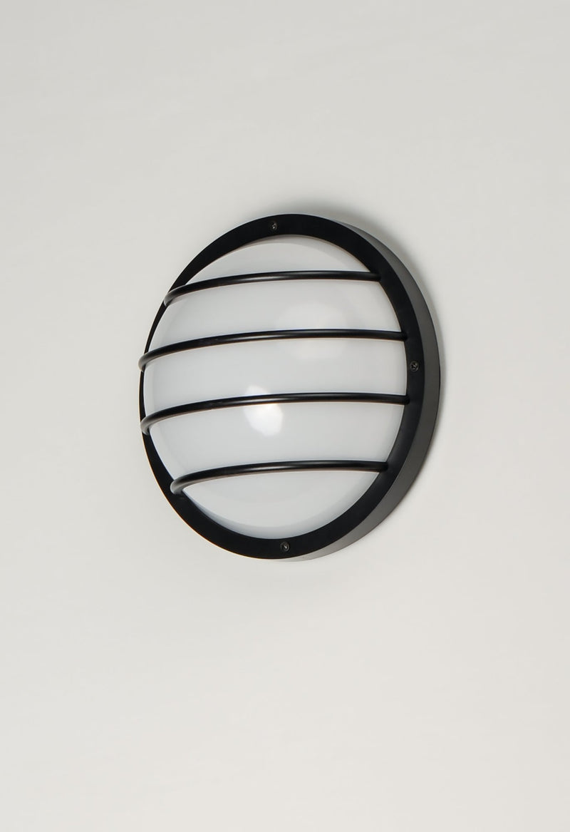 Bulwark 1 Light Round Outdoor Wall Sconce in Black