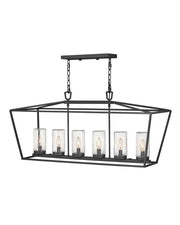 Alford Place 6-Light Linear Outdoor Chandelier in Museum Black