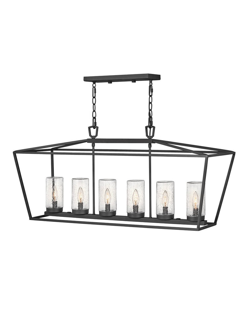 Alford Place 6-Light Linear Outdoor Chandelier in Museum Black
