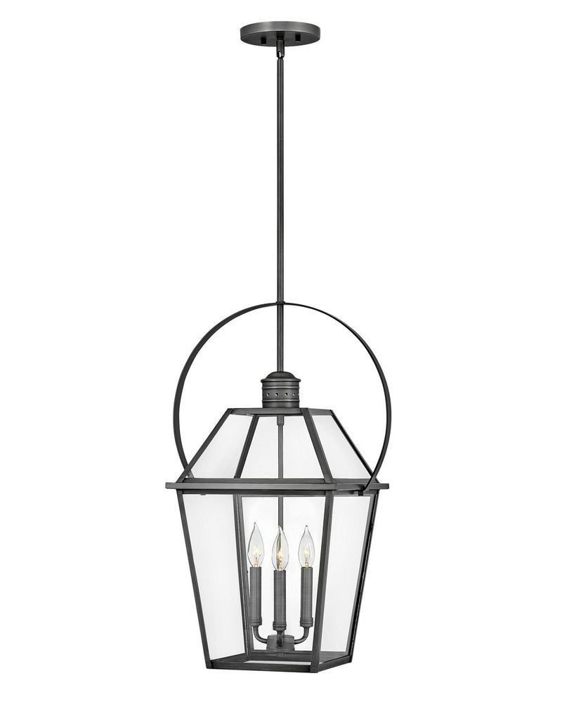 Nouvelle Outdoor Hanging Lantern in Blackened Brass