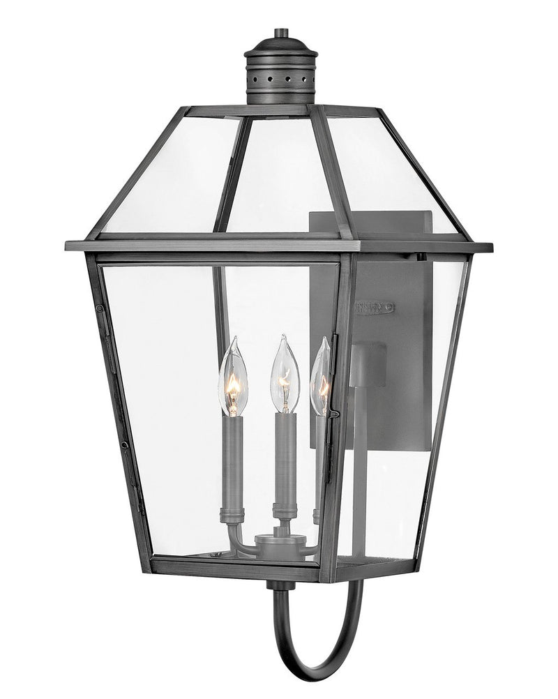 Nouvelle Large 3-Light Outdoor Wall Lantern in Blackened Brass