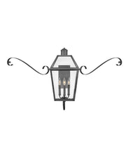 Nouvelle Large 3-Light Outdoor Wall Lantern in Blackened Brass