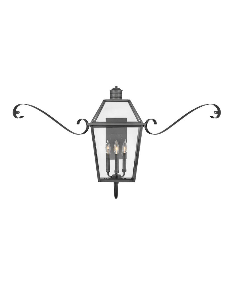 Nouvelle Large 3-Light Outdoor Wall Lantern in Blackened Brass