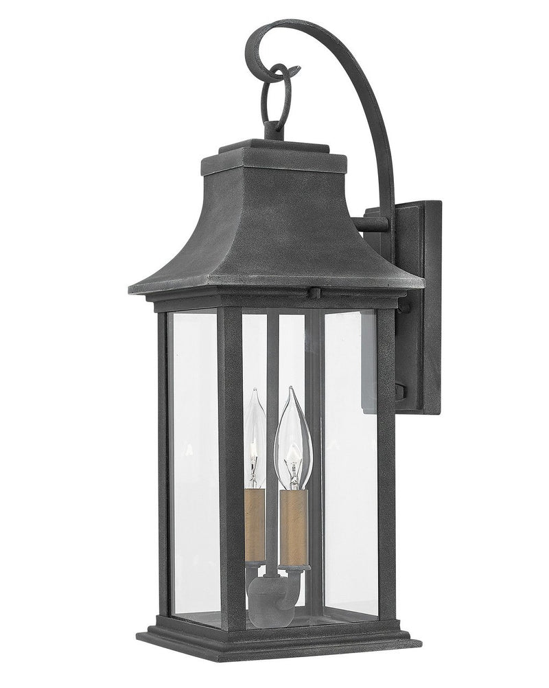Adair Medium 2-Light Outdoor Wall Lantern in Aged Zinc