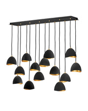 Nula 14-Light Linear Pendant in Shell Black