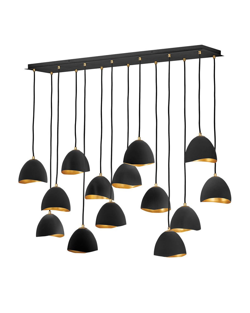 Nula 14-Light Linear Pendant in Shell Black