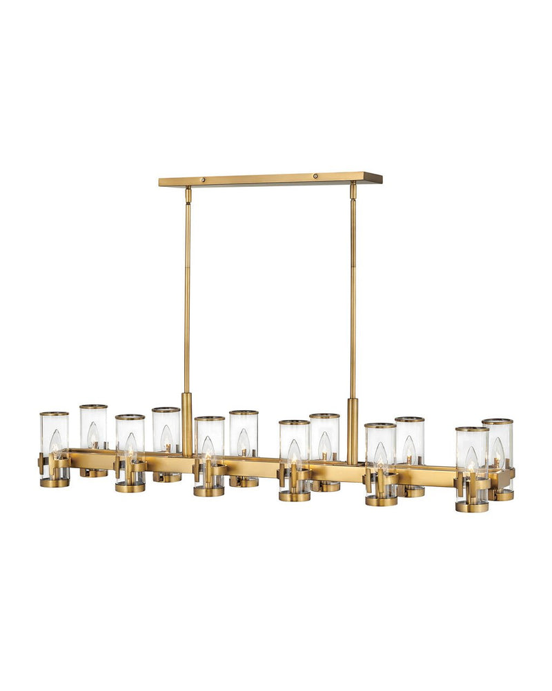 Reeve 12-Light Linear Chandelier in Heritage Brass