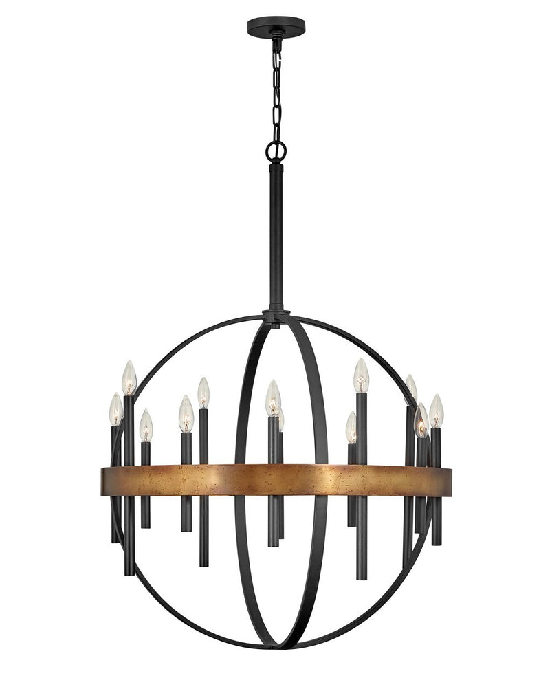 Wells 12-Light Orb Chandelier in Weathered Brass
