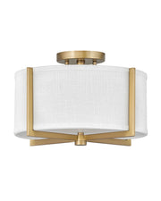 Axis Off White 2-Light Semi-Flush Mount in Heritage Brass