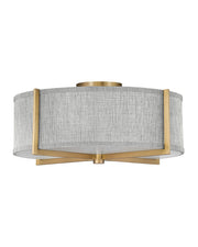 Axis Heathered Gray 3-Light Semi-Flush Mount in Heritage Brass