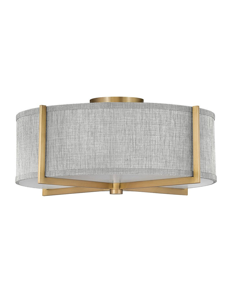 Axis Heathered Gray 3-Light Semi-Flush Mount in Heritage Brass