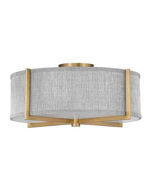 Axis Heathered Gray 3-Light Semi-Flush Mount in Heritage Brass