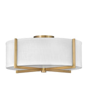 Axis Off White 3-Light Semi-Flush Mount in Heritage Brass