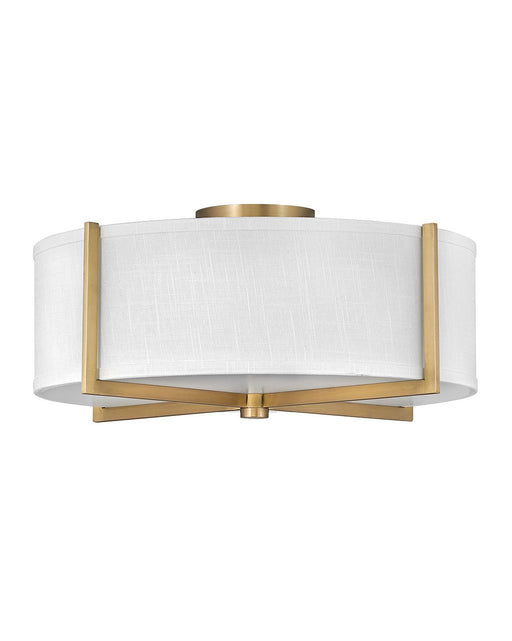 Axis Off White 3-Light Semi-Flush Mount in Heritage Brass