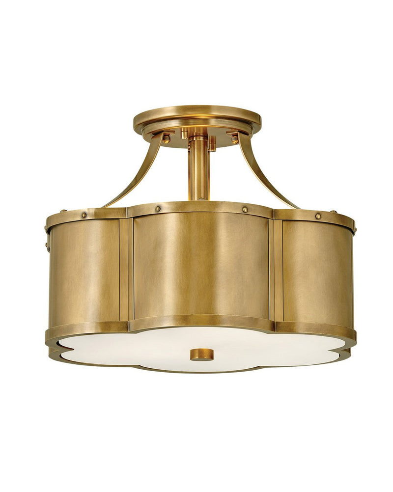 Chance 2-Light Semi-Flush Mount in Heritage Brass