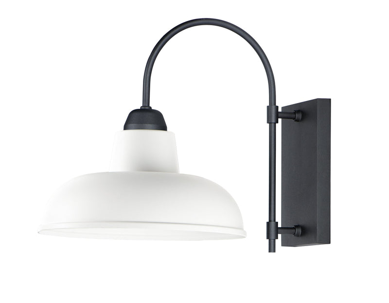 Industrial 1 Light Outdoor Wall Sconce in White / Black