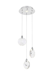 Avery 12" Round Pendant in Chrome And Clear