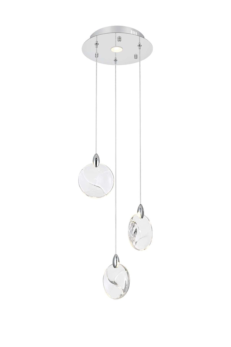Avery 12" Round Pendant in Chrome And Clear