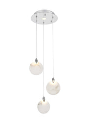 Avery 12" Round Pendant in Chrome And Frosted White