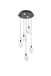 Avery 16" Round Crystal Pendant in Black And Clear