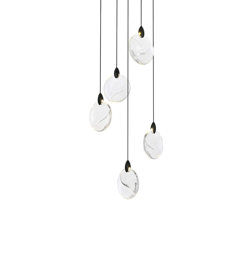 Avery 16" Round Crystal Pendant in Black And Clear