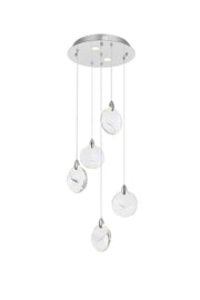 Avery 16" Round Crystal Pendant in Chrome And Clear