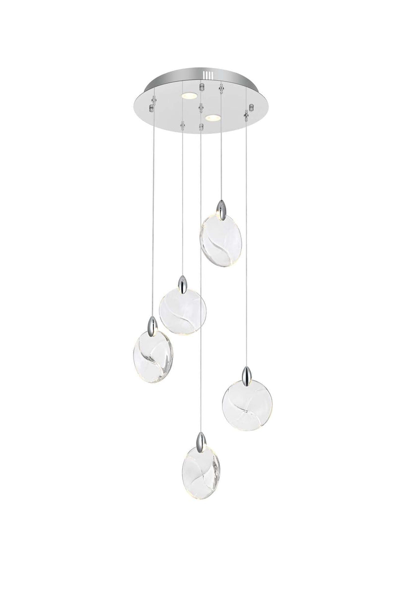 Avery 16" Round Crystal Pendant in Chrome And Clear