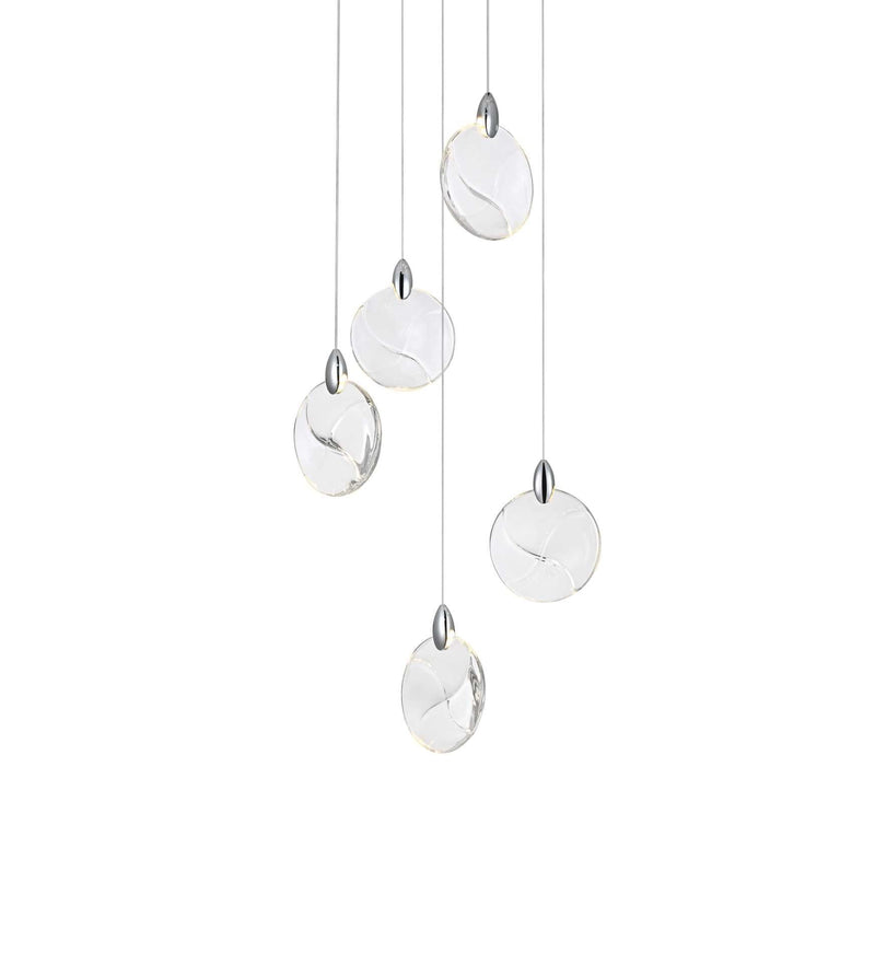Avery 16" Round Crystal Pendant in Chrome And Clear