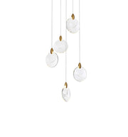 Avery 16" Round Crystal Pendant in Satin Gold And Clear