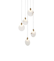 Avery 16" Round Alabaster Pendant in Satin Gold And Frosted White