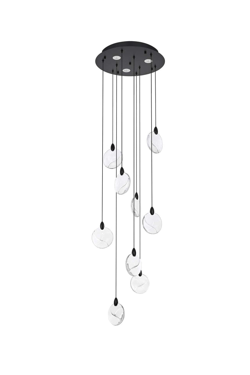 Avery 20" Round Pendant in Black And Clear