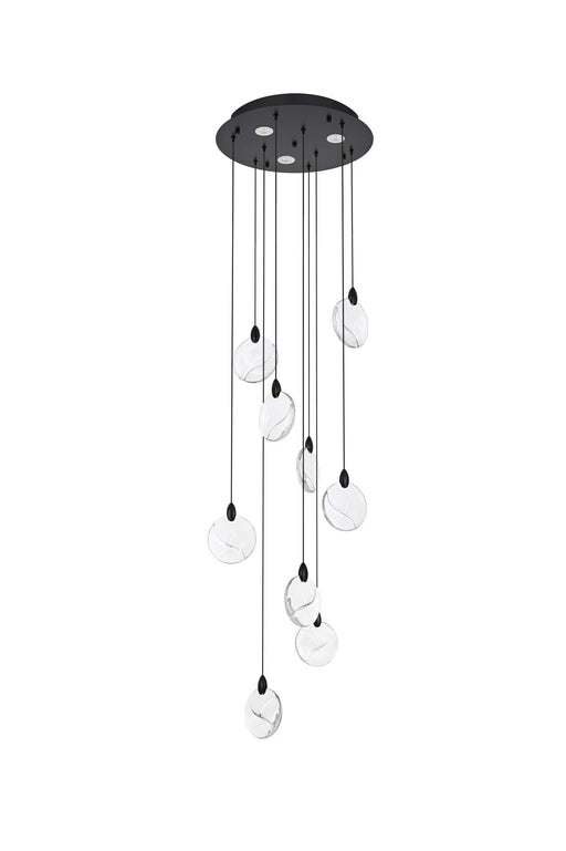 Avery 20" Round Pendant in Black And Clear