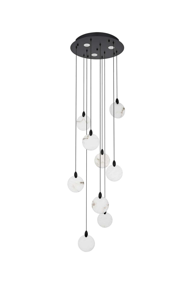 Avery 20" Round Pendant in Black And Frosted White